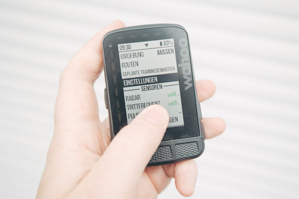 So wird das Radar am Wahoo ELEMNT ROAM angezeigt